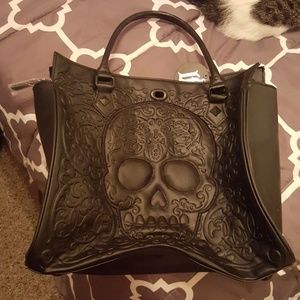 Leather skeleton oversized purse